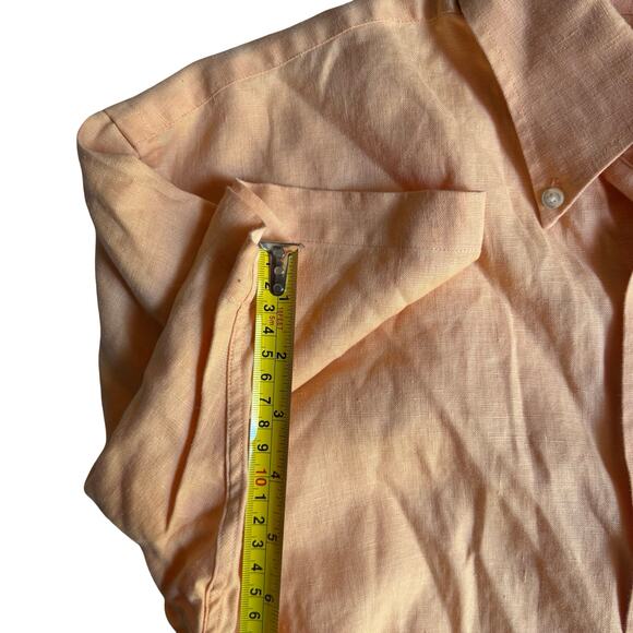 Jos. A. Bank Linen Shirt Men's S Orange Short Sleeve Button Down Traveler's - Picture 7 of 7